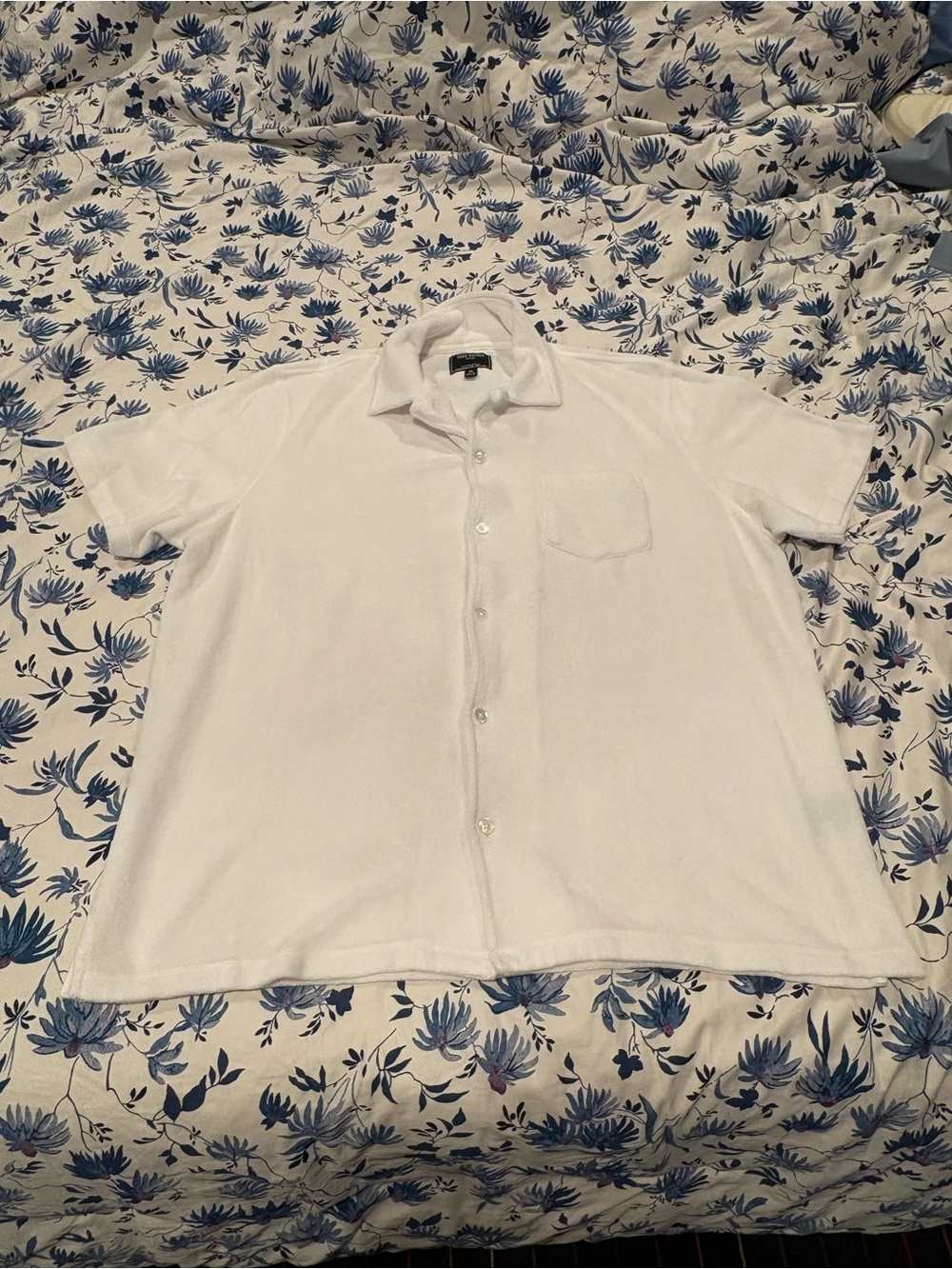 Todd Snyder White Terry Cloth Short-Sleeve Button Down Shirt